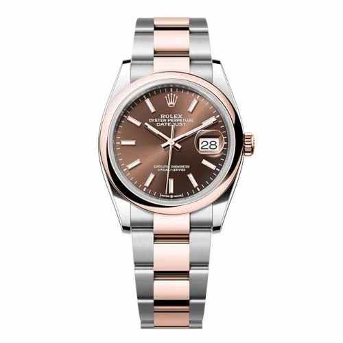 Rolex Datejust 36 Stainless Steel - Everose - Domed / Chocolate / Oyster 126201-0044 (M126201-0044)